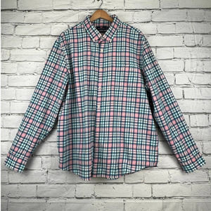 Vineyard Vines Performance Slim Fit Tucker Long Slv Men Shirt XL Pink Blue Plaid